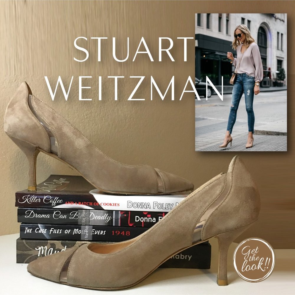 STUART WEITZMAN Suede with transparent detail pumps